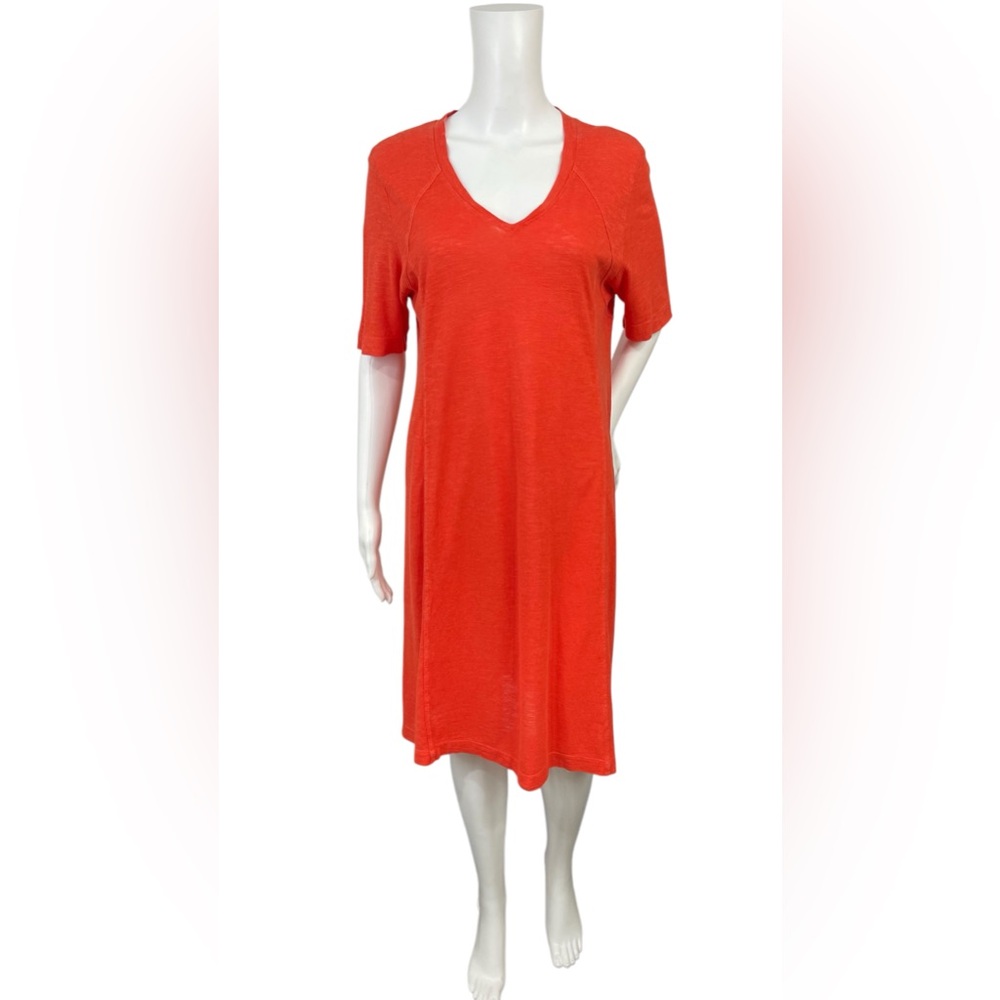 Eileen Fisher Organic Hemp Cotton V-neck Short Sleeve T-Shirt Dress